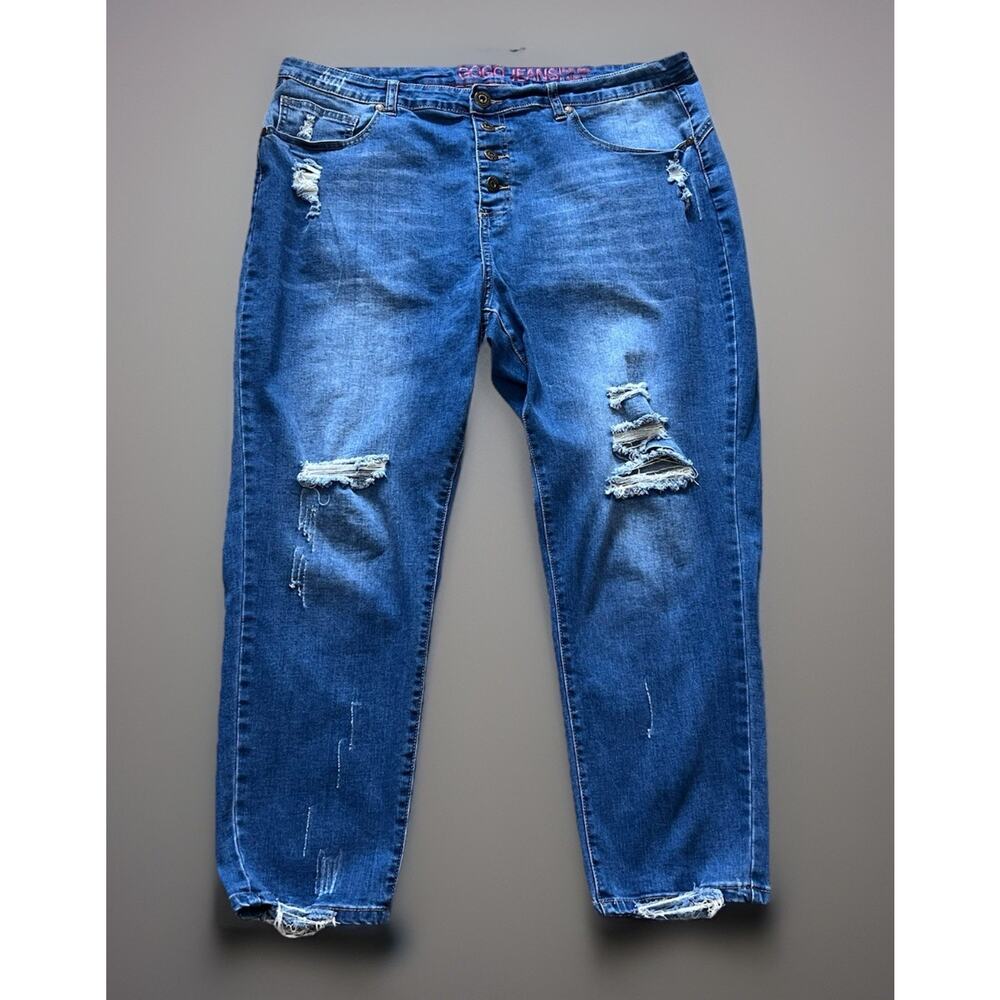 Gogo Women's size 20 Blue Skinny High Rise Distressed Ankle Stretch Jeans